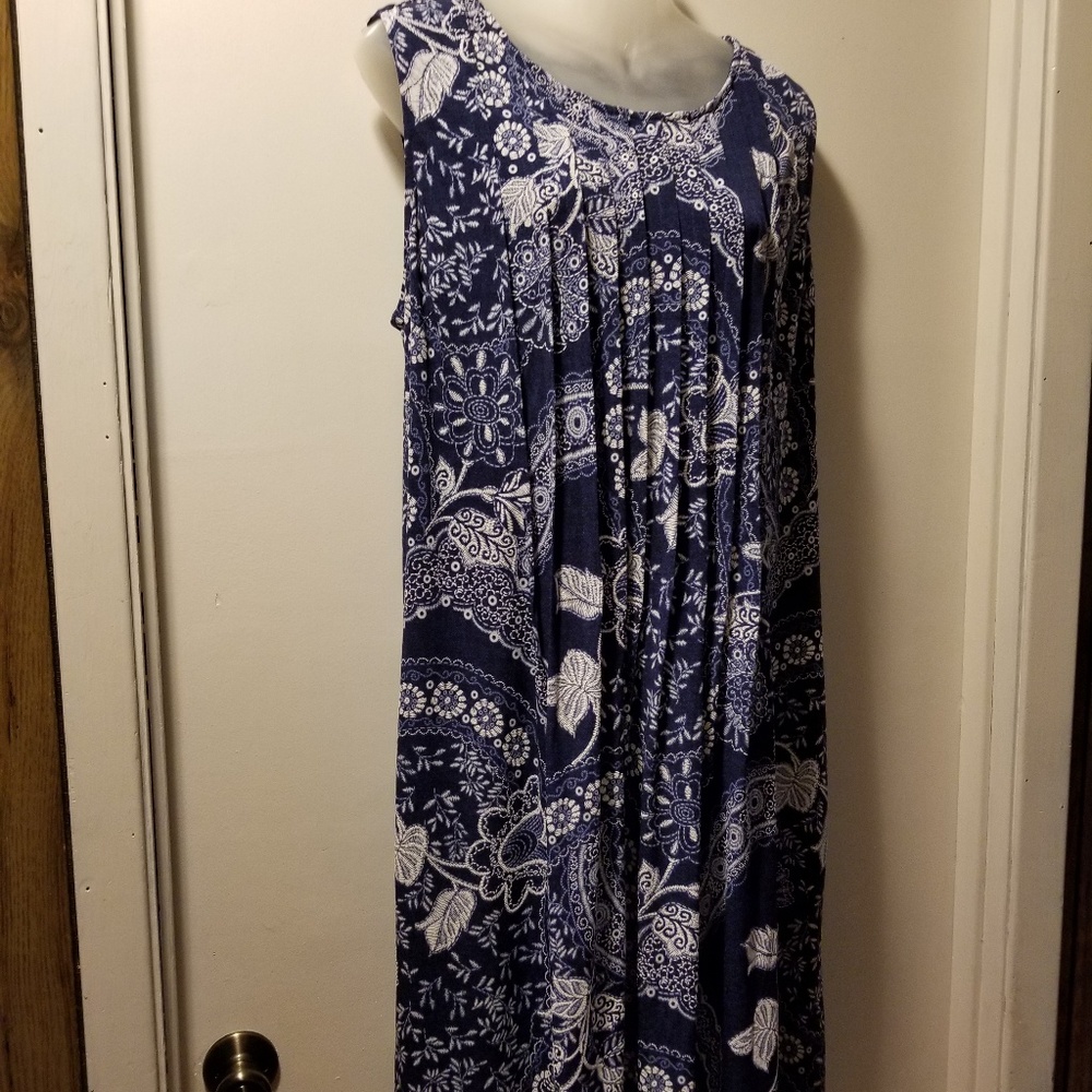 COPY - Denim & white textured print dress